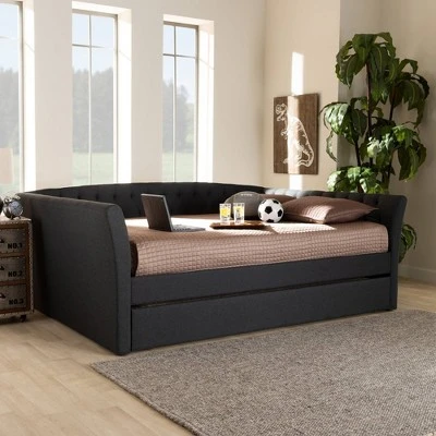 Delora Upholstered Daybed With Trundle - Baxton Studio 8 Delora Upholstered Daybed With Trundle - Baxton Studio - Image 6