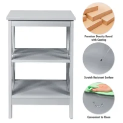 Costway 3-Tier Nightstand End Table X Design Storage Display Shelf Living Room Grey 18 Costway 3-Tier Nightstand End Table X Design Storage Display Shelf Living Room Grey -Bedroom Home Store GUEST 0073abc9 f3e3 4092 b048 ac3bcf63cb88