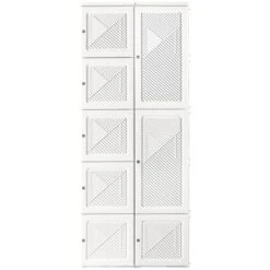 HOMCOM Portable Wardrobe Closet, Folding Bedroom Armoire, Clothes Storage Organizer With Cube Compartments, Hanging Rod, Magnet Doors, White 9 HOMCOM Portable Wardrobe Closet, Folding Bedroom Armoire, Clothes Storage Organizer With Cube Compartments, Hanging Rod, Magnet Doors, White -Bedroom Home Store GUEST 0167ff29 f04d 4eee a8c7 6b88398433f3