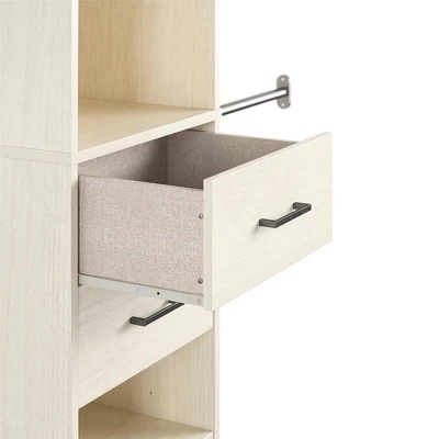 Kelly 5 Shelf 2 Drawer Closet Organizer With 3 Adjustable Hanging Rods Ivory Oak - Novogratz 10 Kelly 5 Shelf 2 Drawer Closet Organizer With 3 Adjustable Hanging Rods Ivory Oak - Novogratz - Image 8