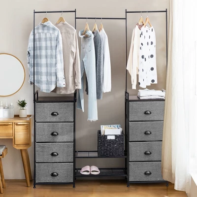Costway 8 Drawer Fabric Dresser Hanger&Shoe Rack Multifunctional Storage Tower Metal 5 Costway 8 Drawer Fabric Dresser Hanger&Shoe Rack Multifunctional Storage Tower Metal - Image 3