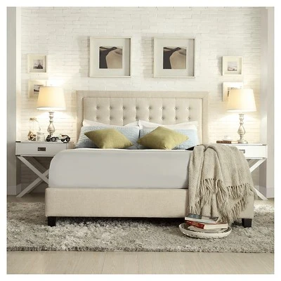 Queen Hudson Button Tufted Bed Oatmeal - Inspire Q 4 Queen Hudson Button Tufted Bed Oatmeal - Inspire Q - Image 2