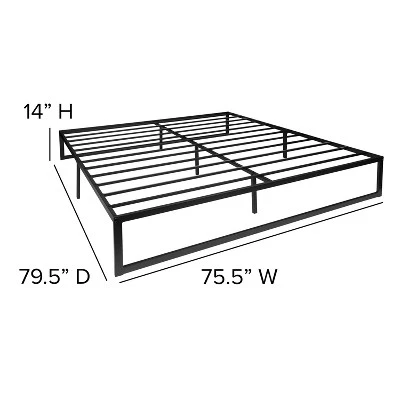 Merrick Lane 14 Inch Steel Bed Frame With Steel Slat Support For Any Mattress (No Box Spring Required) 9 Merrick Lane 14 Inch Steel Bed Frame With Steel Slat Support For Any Mattress (No Box Spring Required) - Image 7
