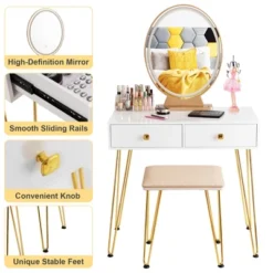 Costway Vanity Makeup Dressing Table W/ 3 Lighting Modes Mirror Touch Switch White 18 Costway Vanity Makeup Dressing Table W/ 3 Lighting Modes Mirror Touch Switch White -Bedroom Home Store GUEST 038cc3a9 7c9b 4b4d b013 ae5248b6aab7