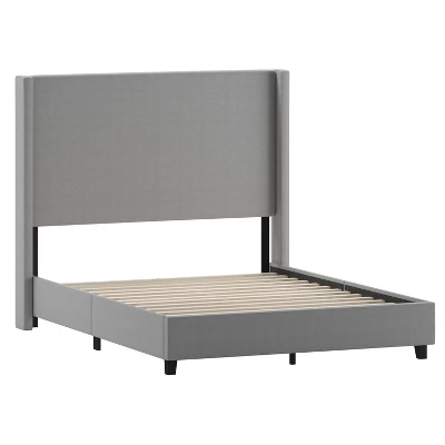 Emma And Oliver Upholstered Platform Bed With Plush Padded Wingback Headboard And Wood Support Slats - No Box Spring Needed 4 Emma And Oliver Upholstered Platform Bed With Plush Padded Wingback Headboard And Wood Support Slats - No Box Spring Needed - Image 2
