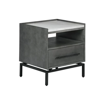 Ashton Marble Top Nightstand Table Gray - Finch 5 Ashton Marble Top Nightstand Table Gray - Finch - Image 3