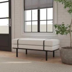Upholstered Bench With Metal Base Cream Boucle - HomePop 14 Upholstered Bench With Metal Base Cream Boucle - HomePop -Bedroom Home Store GUEST 067784b8 a8f8 42a8 aab2 46799afc5a2c