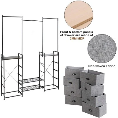 Costway 8 Drawer Fabric Dresser Hanger&Shoe Rack Multifunctional Storage Tower Metal 9 Costway 8 Drawer Fabric Dresser Hanger&Shoe Rack Multifunctional Storage Tower Metal - Image 7