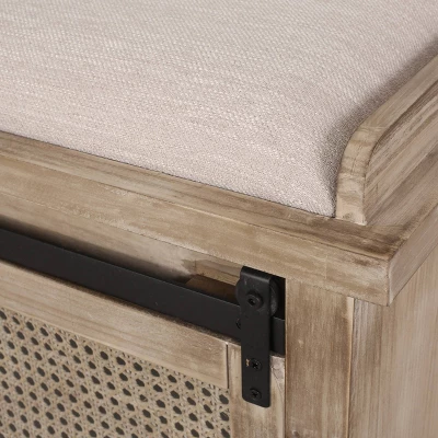 Niemi Rustic Storage Bench With Cushion Beige/ Natural/Black - Christopher Knight Home 11 Niemi Rustic Storage Bench With Cushion Beige/ Natural/Black - Christopher Knight Home - Image 9