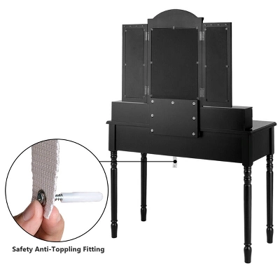 Costway 7 Drawers Vanity Set Dressing Table W/ Tri-Folding Mirror 10 Costway 7 Drawers Vanity Set Dressing Table W/ Tri-Folding Mirror - Image 8