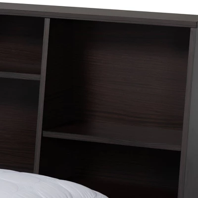 Queen Geoffrey Wood Platform Storage Bed With Shelves Dark Brown - Baxton Studio 5 Queen Geoffrey Wood Platform Storage Bed With Shelves Dark Brown - Baxton Studio - Image 3