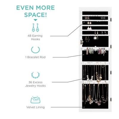 Best Choice Products 6-Tier Standing Mirror Lockable Storage Organizer Cabinet Armoire W/ Velvet Interior 4 Best Choice Products 6-Tier Standing Mirror Lockable Storage Organizer Cabinet Armoire W/ Velvet Interior - Image 2