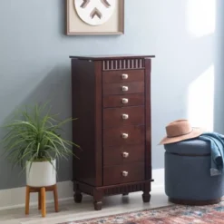 Tierra Contemporary Jewelry Armoire Merlot Brown - Powell Company