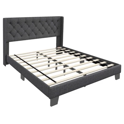 Costway Full/Queen/Twin Size Upholstered Platform Bed Tufted Headboard Mattress Foundation Grey 11 Costway Full/Queen/Twin Size Upholstered Platform Bed Tufted Headboard Mattress Foundation Grey - Image 9