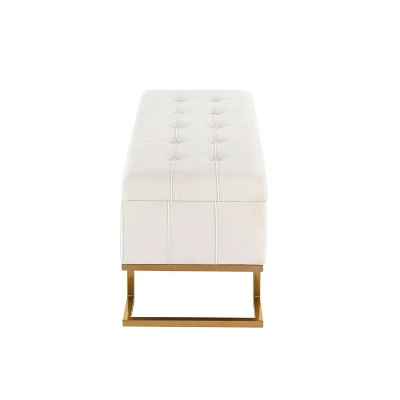 41" Midas Glam Storage Bench Steel/Velvet Gold/White - LumiSource 4 41" Midas Glam Storage Bench Steel/Velvet Gold/White - LumiSource - Image 2
