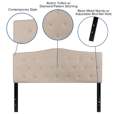 Emma And Oliver Arched Button Tufted Upholstered Headboard 4 Emma And Oliver Arched Button Tufted Upholstered Headboard - Image 2