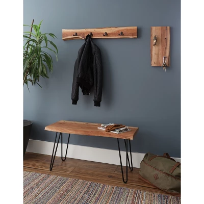 Alaterre Furniture Hairpin Natural Brown Live Edge Wood With Metal Bench 9 Alaterre Furniture Hairpin Natural Brown Live Edge Wood With Metal Bench - Image 8