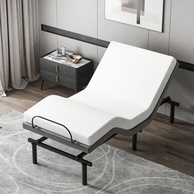 HOMCOM Twin XL Adjustable Bed Frame, Ergonomic Zero Gravity Power Bed Base With Head And Foot Incline, Memory, And Wireless Remote, Gray 4 HOMCOM Twin XL Adjustable Bed Frame, Ergonomic Zero Gravity Power Bed Base With Head And Foot Incline, Memory, And Wireless Remote, Gray - Image 2
