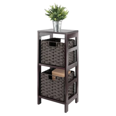 29.21" 3pc Leo Storage Shelf With Baskets Espresso/Chocolate - Winsome 13 29.21" 3pc Leo Storage Shelf With Baskets Espresso/Chocolate - Winsome - Image 11