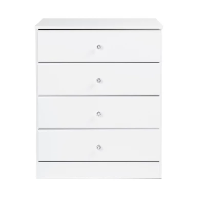 Astrid 4 Drawer Dresser With Crystal Knobs White - Prepac 4 Astrid 4 Drawer Dresser With Crystal Knobs White - Prepac - Image 2