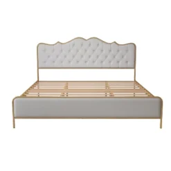 Classic Upholstered Platform Bed With Buckle Backrest, Metal Frame And Solid Wood Ribs-ModernLuxe 10 Classic Upholstered Platform Bed With Buckle Backrest, Metal Frame And Solid Wood Ribs-ModernLuxe -Bedroom Home Store GUEST 0e073169 fb3c 4a34 829a 87b90f3828b1