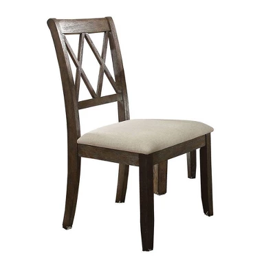 Set Of 2 26" Claudia Dining Chairs Beige Linen/Salvage Brown - Acme Furniture 7 Set Of 2 26" Claudia Dining Chairs Beige Linen/Salvage Brown - Acme Furniture - Image 5