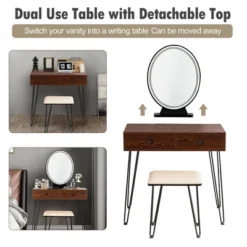 Costway Vanity Makeup Dressing Table W/ 3 Lighting Modes Mirror Touch Switch RusticCoffee 18 Costway Vanity Makeup Dressing Table W/ 3 Lighting Modes Mirror Touch Switch RusticCoffee -Bedroom Home Store GUEST 1011b8cb 3d80 4bb0 9ce8 7a9270bb9ee1