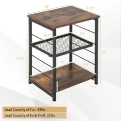 Tangkula 3-Tier Industrial Side Table Nightstand With Removable Mesh Metal Shelf Adjustable Leveling Foot Pads End Table 17 Tangkula 3-Tier Industrial Side Table Nightstand With Removable Mesh Metal Shelf Adjustable Leveling Foot Pads End Table -Bedroom Home Store GUEST 10a340fc 22a5 44c0 85e0 c07fa81e8b55