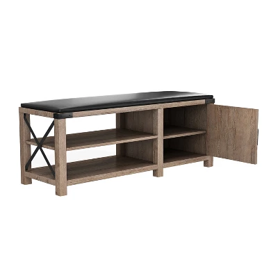 Modern Farmhouse Shoe Bench, Light Brown - ModernLuxe 6 Modern Farmhouse Shoe Bench, Light Brown - ModernLuxe - Image 4