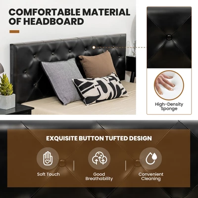 Costway Upholstered Platform Bed W/ 4 Drawers PU Leather Button Tufted Headboard 6 Costway Upholstered Platform Bed W/ 4 Drawers PU Leather Button Tufted Headboard - Image 4