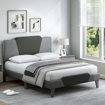 Costway Full/Qween/Twin Size Upholstered Platform Bed Frame Velvet Headboard Mattress Foundation 4 Costway Full/Qween/Twin Size Upholstered Platform Bed Frame Velvet Headboard Mattress Foundation - Image 2