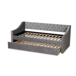Raphael Velvet Fabric Upholstered Daybed With Trundle - Baxton Studio 13 Raphael Velvet Fabric Upholstered Daybed With Trundle - Baxton Studio -Bedroom Home Store GUEST 12316634 1c7b 4161 bb67 53b709478b03
