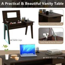 Costway Vanity Table With Flip Mirror Writing Computer Desk Storage Drawer Walnut 14 Costway Vanity Table With Flip Mirror Writing Computer Desk Storage Drawer Walnut -Bedroom Home Store GUEST 12679223 8284 404d bc24 6d038deeeb91