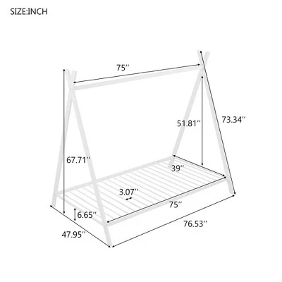 Metal Floor Play House Bed With Slat Tent Bed Frame-ModernLuxe 5 Metal Floor Play House Bed With Slat Tent Bed Frame-ModernLuxe - Image 3