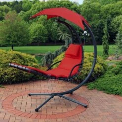 Sunnydaze Decor Sunnydaze Outdoor Hanging Chaise Floating Lounge Chair With Canopy Umbrella And Stand