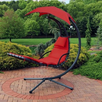 Sunnydaze Decor Sunnydaze Outdoor Hanging Chaise Floating Lounge Chair With Canopy Umbrella And Stand 3 Sunnydaze Decor Sunnydaze Outdoor Hanging Chaise Floating Lounge Chair With Canopy Umbrella And Stand