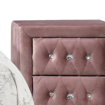17" Reggie Nightstand Pink Fabric - Acme Furniture 4 17" Reggie Nightstand Pink Fabric - Acme Furniture - Image 2