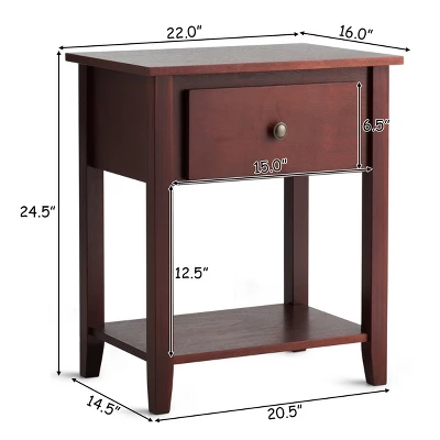 Costway Set Of 2 Nightstand Beside Table Sofa End Table Drawer Shelf 5 Costway Set Of 2 Nightstand Beside Table Sofa End Table Drawer Shelf - Image 3