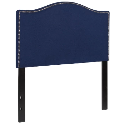 Emma And Oliver Upholstered Twin Size Headboard With Nailtrim In Navy Fabric 4 Emma And Oliver Upholstered Twin Size Headboard With Nailtrim In Navy Fabric - Image 2