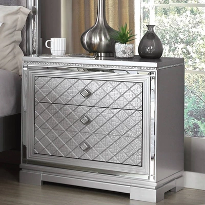 3pc Tenaya Bed With 2 Nightstands Set Silver/Gray - HOMES: Inside + Out 5 3pc Tenaya Bed With 2 Nightstands Set Silver/Gray - HOMES: Inside + Out - Image 3