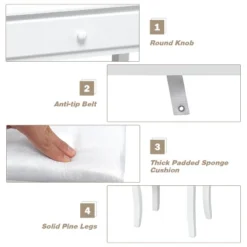 Tangkula Make-Up Vanity Table Dresser Set W/LED Light & Padded Stool 13 Tangkula Make-Up Vanity Table Dresser Set W/LED Light & Padded Stool -Bedroom Home Store GUEST 1a7849a1 c35a 412e b1e3 ee07bd61b717