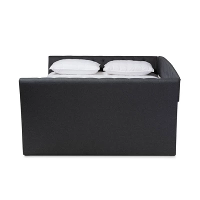 Delora Upholstered Daybed With Trundle - Baxton Studio 4 Delora Upholstered Daybed With Trundle - Baxton Studio - Image 2