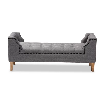 Perret Oak Finished Wood Bench Gray - Baxton Studio 10 Perret Oak Finished Wood Bench Gray - Baxton Studio - Image 8