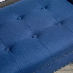 HOMCOM Modern Button Tufted Sitting Bench, Accent Fabric Upholstered Ottoman For Bedroom Or Living Room, Blue 10 HOMCOM Modern Button Tufted Sitting Bench, Accent Fabric Upholstered Ottoman For Bedroom Or Living Room, Blue -Bedroom Home Store GUEST 1bd21870 bd65 409d a29d 6e7869686821