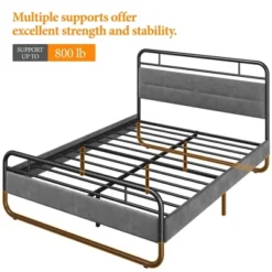 Yaheetech Metal Platform Bed Frame With Velvet Upholstered Headboard 15 Yaheetech Metal Platform Bed Frame With Velvet Upholstered Headboard -Bedroom Home Store GUEST 1c52b157 889b 44ce be68 c887436a7595