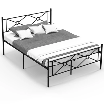 Costway Full/Queen Size Metal Platform Bed Frame W/ Headboard Mattress Foundation 12 Costway Full/Queen Size Metal Platform Bed Frame W/ Headboard Mattress Foundation - Image 10