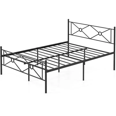 Costway Full/Queen Size Metal Platform Bed Frame W/ Headboard Mattress Foundation 5 Costway Full/Queen Size Metal Platform Bed Frame W/ Headboard Mattress Foundation - Image 3