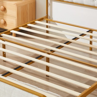 Classic Upholstered Platform Bed With Buckle Backrest, Metal Frame And Solid Wood Ribs-ModernLuxe 8 Classic Upholstered Platform Bed With Buckle Backrest, Metal Frame And Solid Wood Ribs-ModernLuxe - Image 6