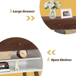 Costway Nightstand End Side Table Drawer Storage Shelf Mid-Century Rubber Wood Leg 15 Costway Nightstand End Side Table Drawer Storage Shelf Mid-Century Rubber Wood Leg -Bedroom Home Store GUEST 1f68d55c 1194 4450 8ef6 3e91aed17da1