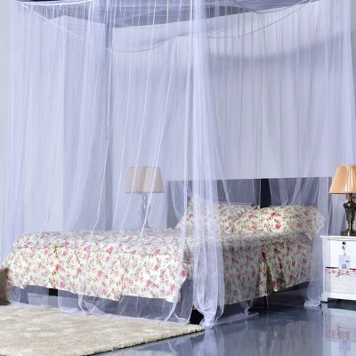4 Corner Post Bed Canopy Mosquito Net Full Queen King Size Netting Bedding White 4 4 Corner Post Bed Canopy Mosquito Net Full Queen King Size Netting Bedding White - Image 2